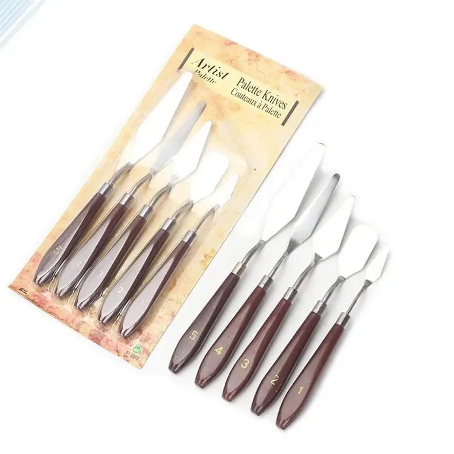 5 개의 PC/부대 기름 회화 스크레이퍼 팔레트 칼 예술 공급 수색 정밀한 아크릴 Gouache 페인트 Spatula 선택 색깔 혼합 도구