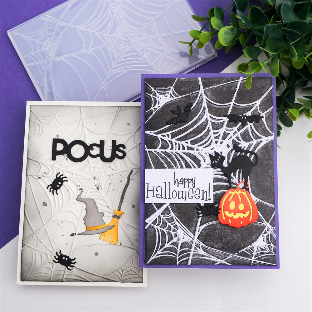 6.3*4.5inch 3D Embossing Folder Spidernet Background for DIY Scrapbooking Halloween Adding Texture Embossing Stencil New
