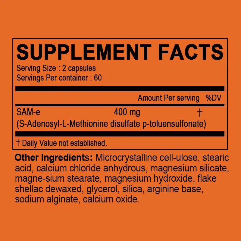 Sam-E 400mg Joint Supplement Supports Joint Health Brain Function Improves Mood Boosts Energy Levels Relieves Stress
