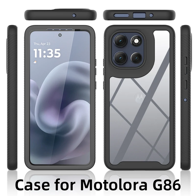 360° Transparent Skin Case with Shock-Resistant Back Cover and Screen Protector