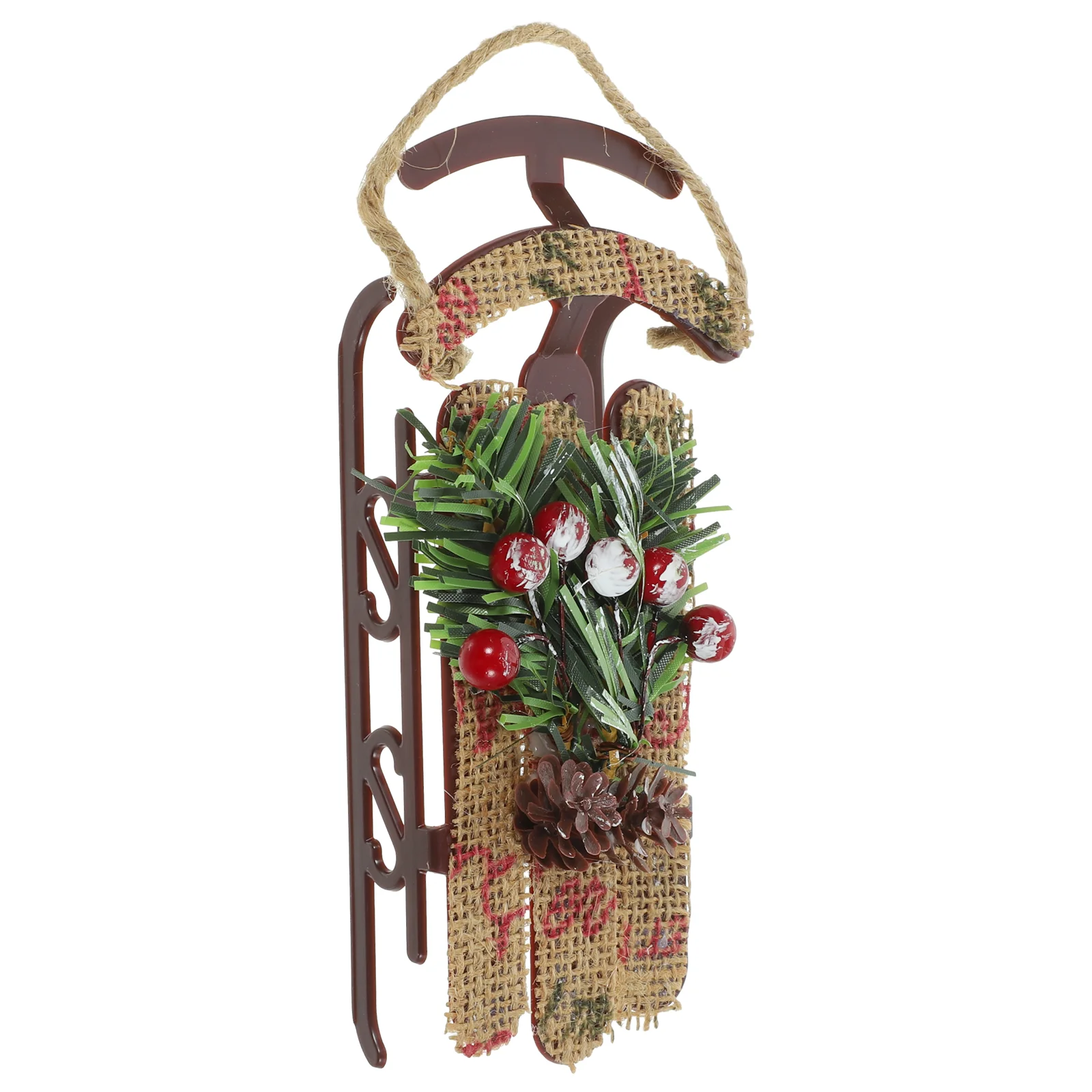 

Holiday Miniature Sleigh Rustic Wood Sled Mini Sleigh Model Desktop Ornament Christmas Tree Decorations Mantel Door Bookshelf