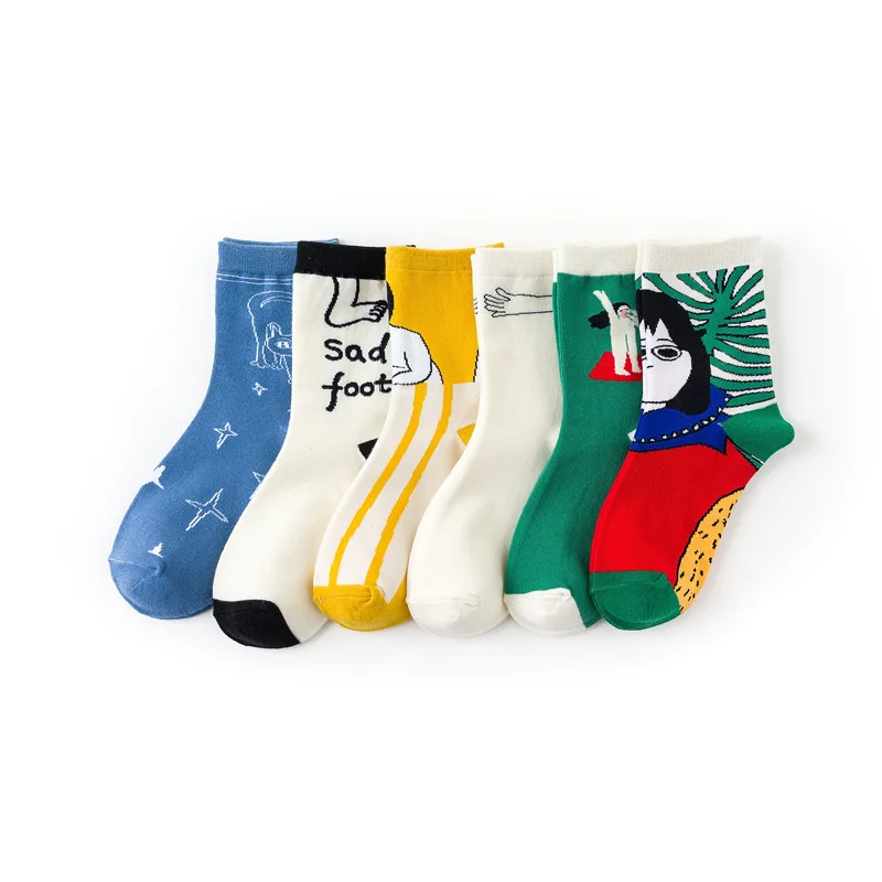 New Women's Socks Hand In Cartoon Art Illustration Japanese Cotton Fashion Comfortable Breathable Sports Cute 1pc |