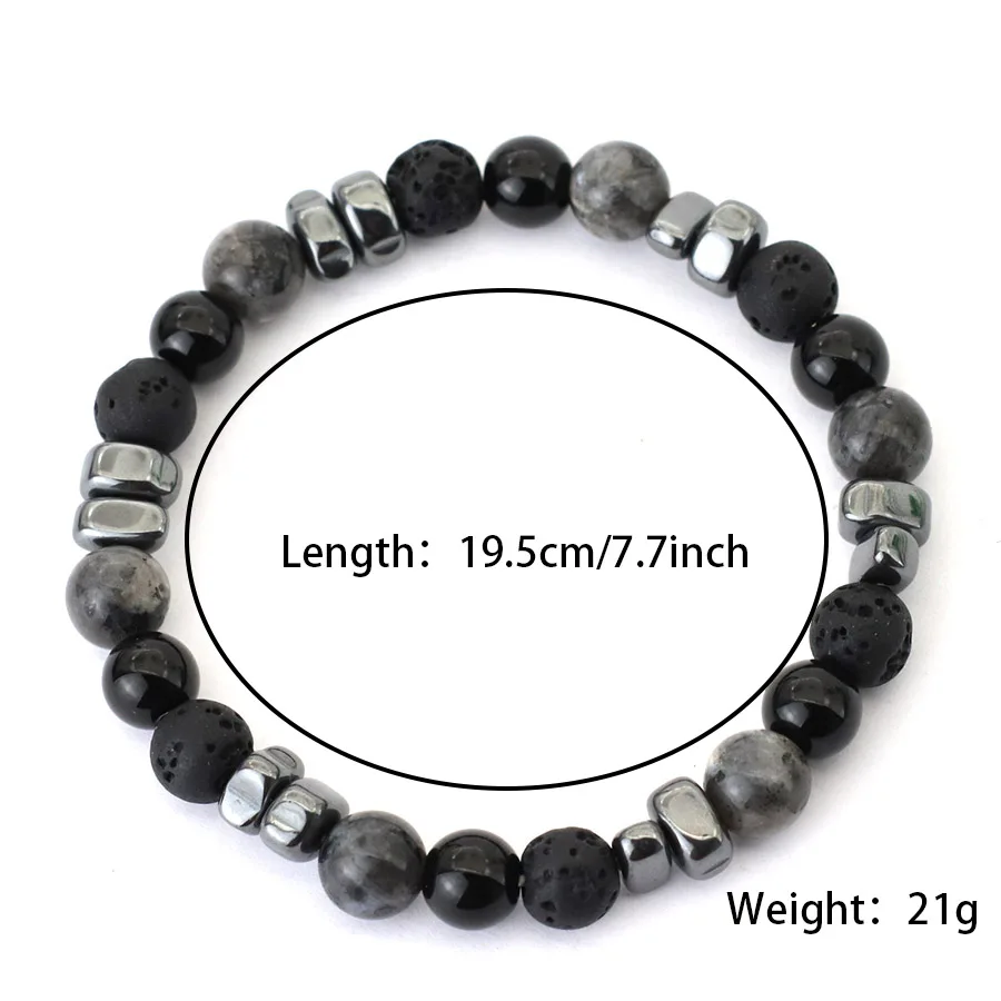 Natural Stone Hematite Men Bracelet Handmade Irregular Healing