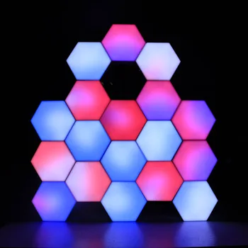 DIY 육각형 조명 LED 어셈블리 모듈 분위기 야간 조명, 크리에이티브 터치 접합 벽 조명, 게임 룸 장식 양자 조명