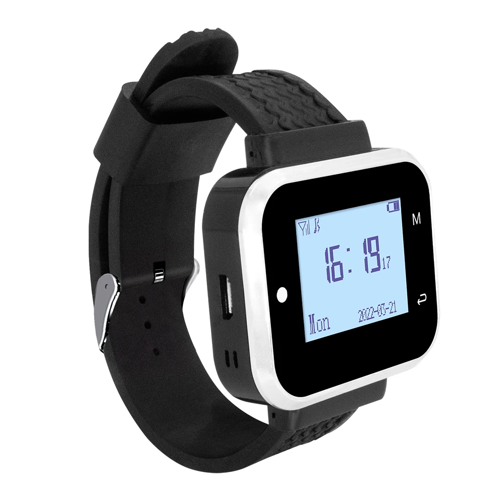 Wireless Calling System Multiple Language Russian Wireless Watch Receiver Pager in 433.92mhz for Restaurant Calling Paging Hotel Call Button Buzzer