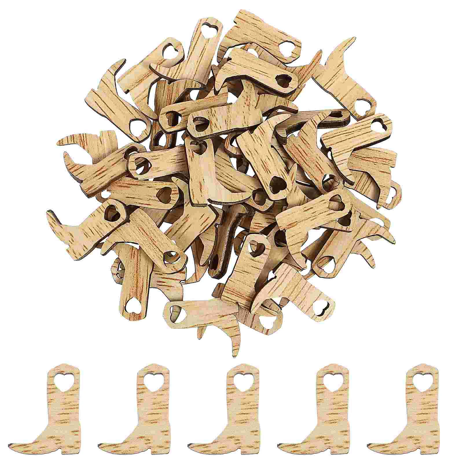 

Cowboy Boots Embellishments Cowboy Boot Crafts 100Pcs Wooden Boots Crafts Unfinished Wood Cutouts Hanging Ornaments Wedding