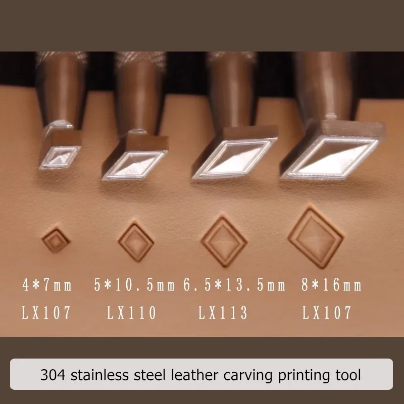 Diamond Shaped Leather Carving Printing Tool 304 Stainless Steel Vegetable Tanned Leather Stamping Process Print Punch Machine