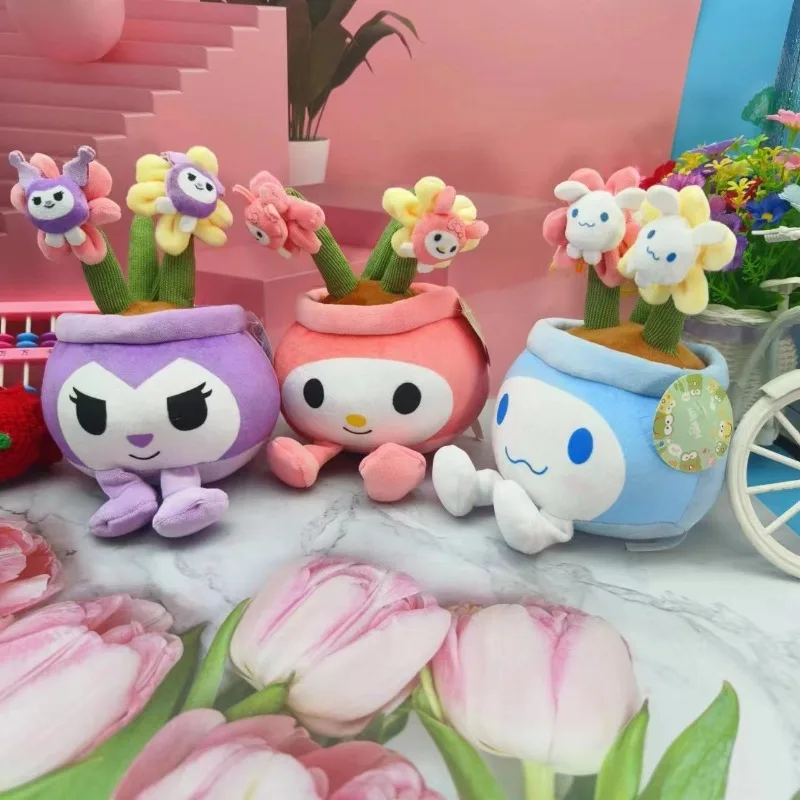

Sanrio серия Cinnamoroll Kuromi My melody цветок в горшке плюшевая кукла игрушка девочка Сердце kawaii День Святого Валентина креативный подарок