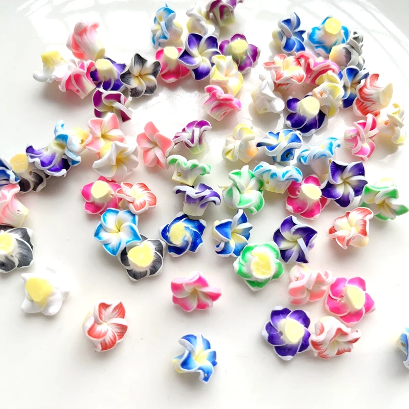 Small polymer clay egg flower beads 14mm 20 pieces/batch Multi-color mixed Diy bracelet Hawaiian jewelry production process