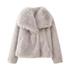 DUOPERI Women Fashion Winter Solid Thick Warm Faux Fur Coat Lapel Collar Long Sleeves Female Chic Lady Casual Outfits 4