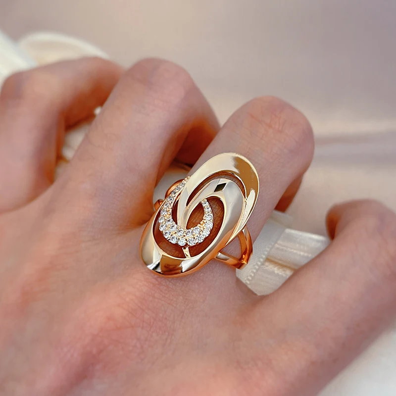 585 Rose Gold Rings for Women Natural Zircon Ring wedding rings gold rings