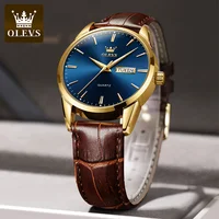 OLEVS-Montre à Quartz de Marque de Luxe pour Homme, Décontractée, à la Mode, pour Cadeaux, en Cuir Respirant, Étanche, Lumineuse 3