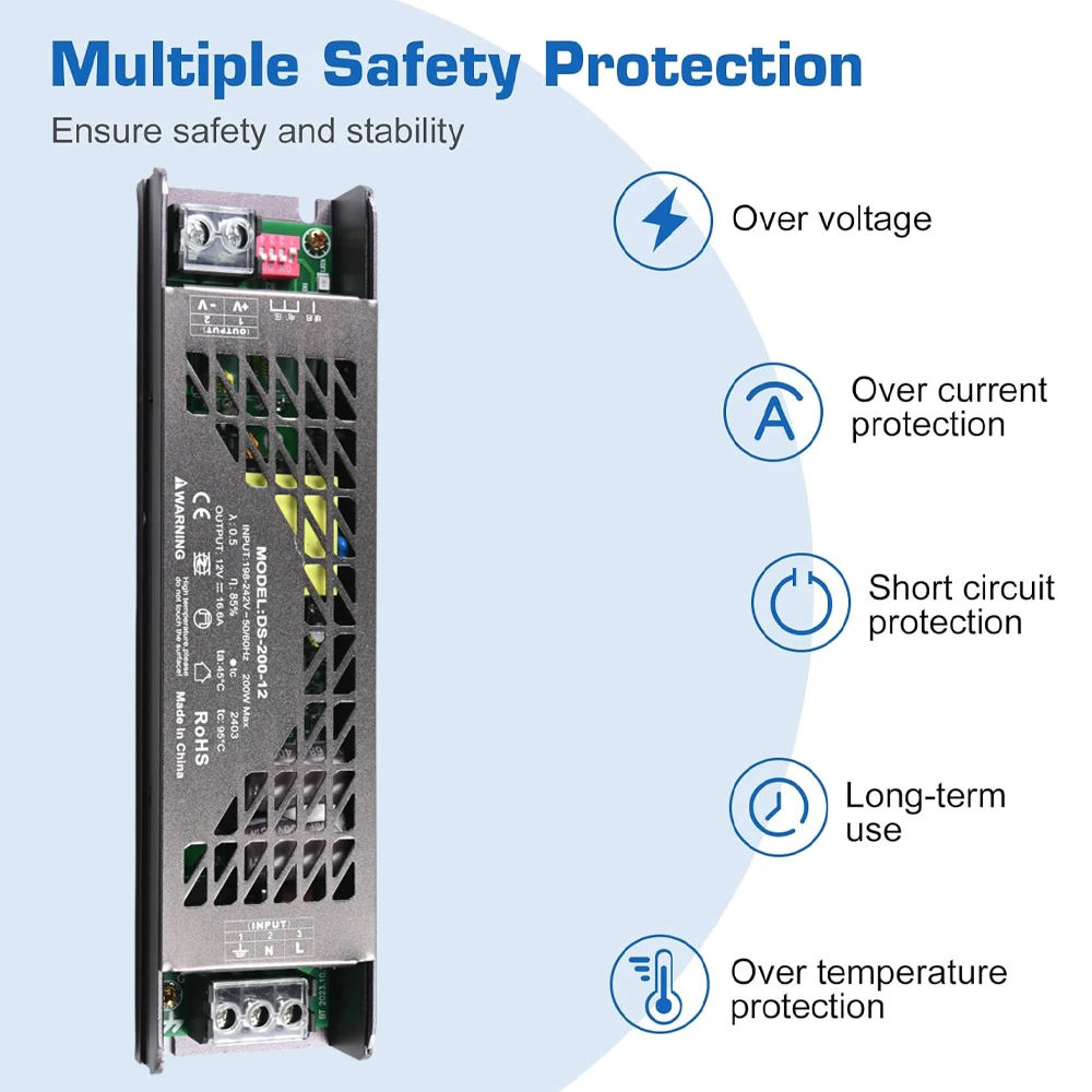 페이드 모드 LED 전원 공급 장치 음소거 조명 장치 DC 12V 24V 60W 100W 200W 변압기 디밍이 가능한 LED 조명 드라이버 전원 어댑터