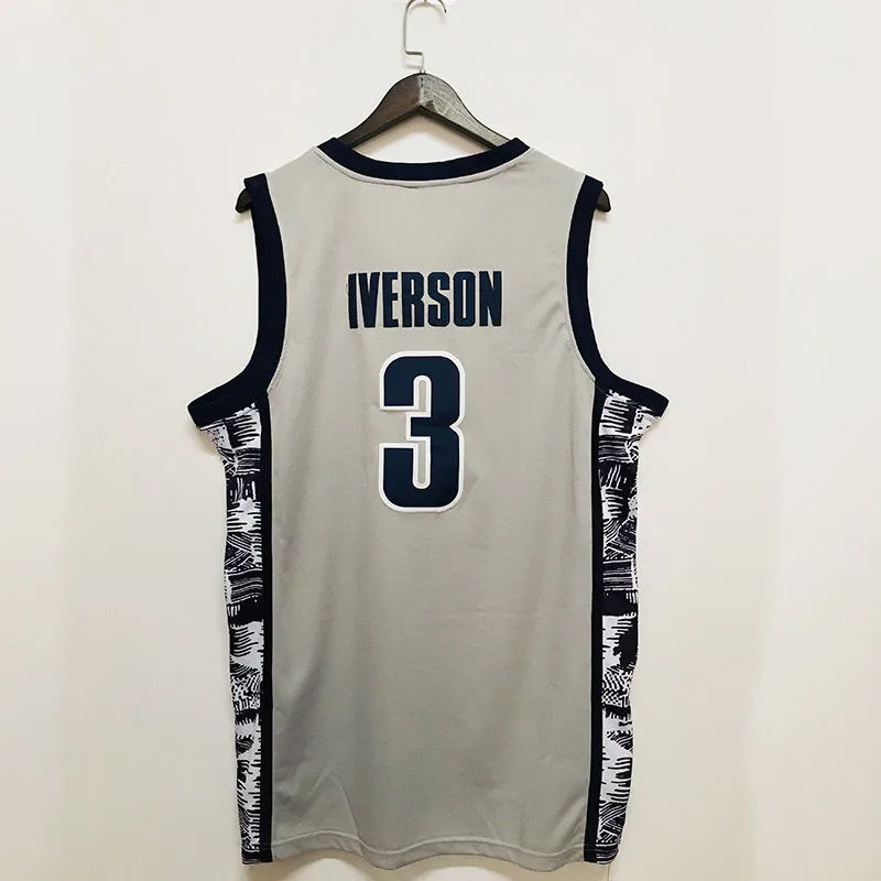 Basketball Jersey Oversize For Men Women Legend 3 Iverson Georgetown Hoyas Athletic Sports Embroidery High Street Hip Hop Sportswear