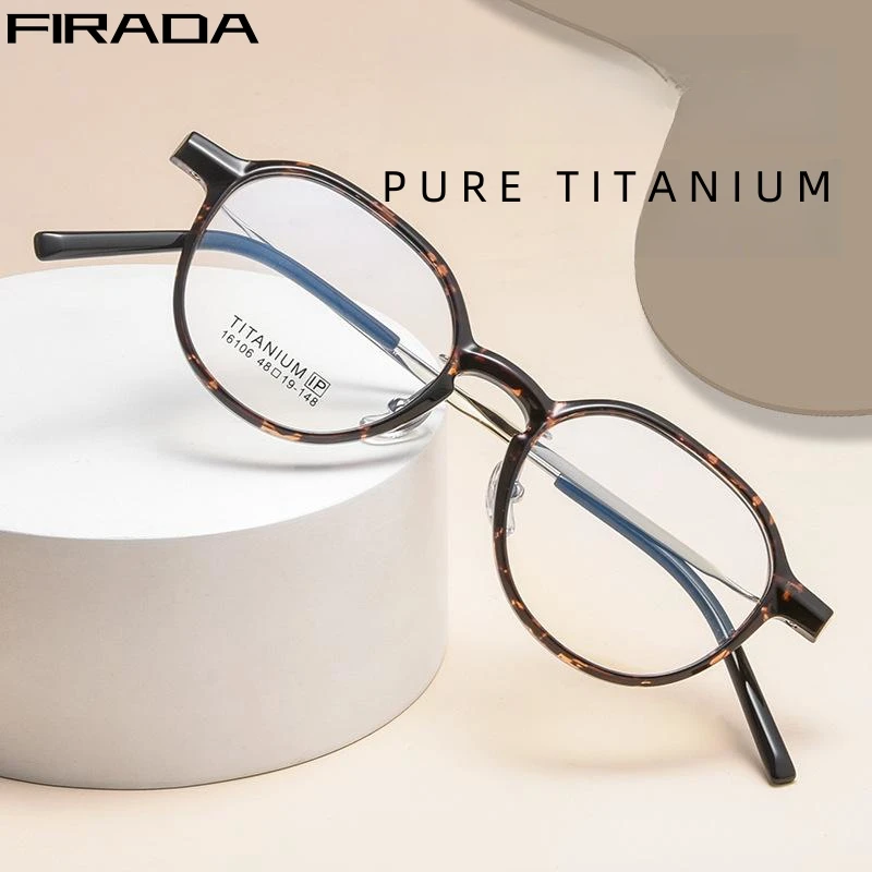FIRADA 남녀공용 원형 안경 프레임, 2023 빈티지 럭셔리 티타늄 안경, 원..