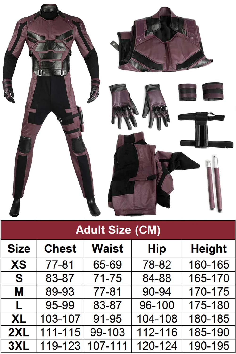 Marvel Daredevil Matt Murdock Cosplay Costume for Men (Unofficial)