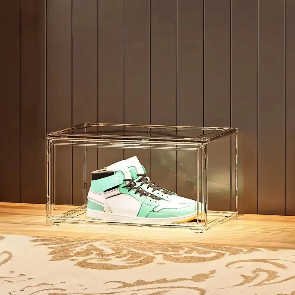 Transparent Shoe Box Large Stackable Space-saving Dustproof Anti-oxidation Sneaker Organizer Cabinet of Side Opening