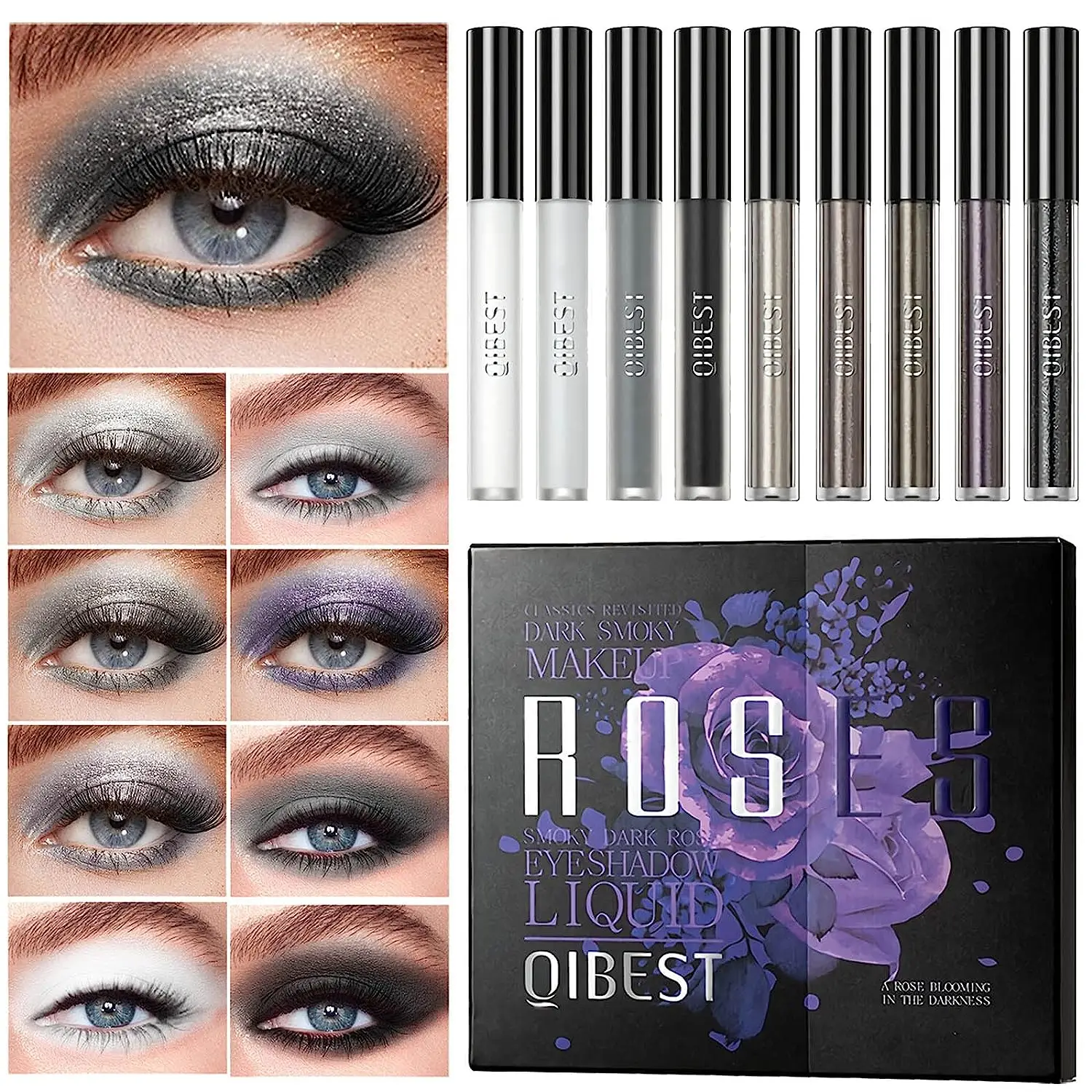 QIBEST Matte Liquid Eyeshadow Metallic Diamond Shiny Eye Liner Pen Giltter Eyeshadow Lasting Shimmer Brighten Cosmetics Kits