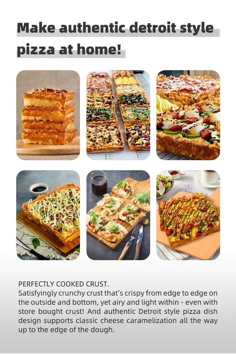 Description Picture 5 of itemintop Kitchenware 9" Detroit pizza pan baking & dishes pan non-stick Authentic Detroit-Style deep pizza pan hard-anodized