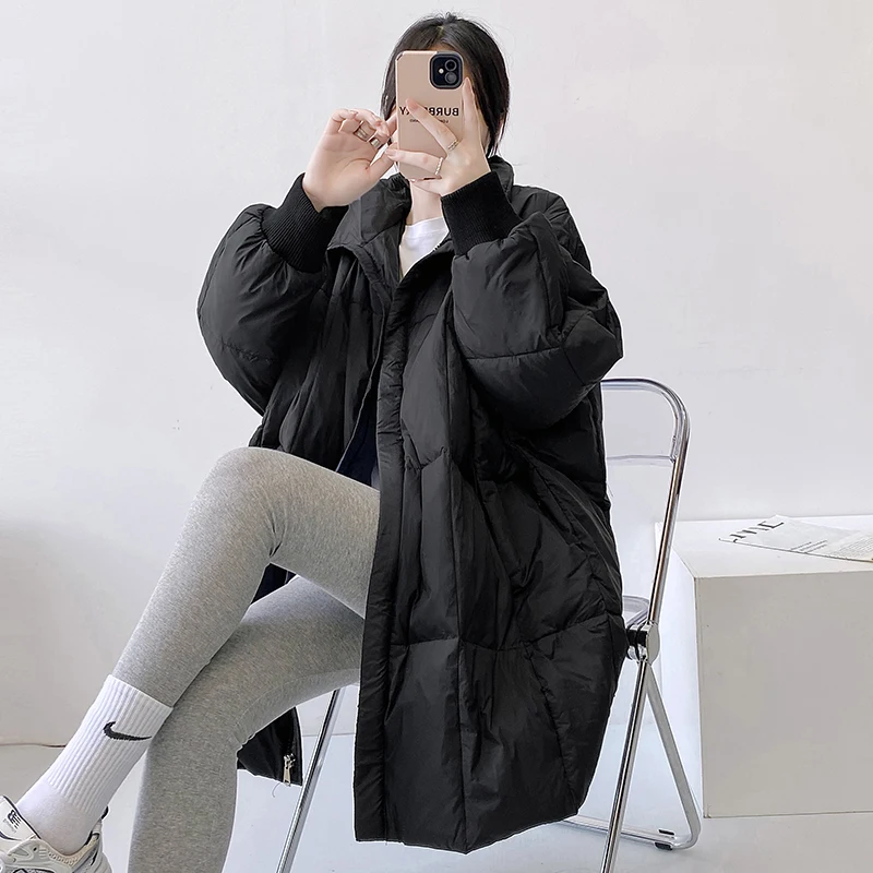 Batwing Sleeve down Jacket Women's Mid-Length Loose Fashion White Duck down Winter Coat