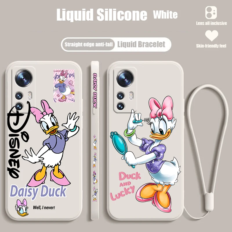 

Disney Daisy Duck Cute For Xiaomi Mi 13 Lite 12T 12 11T 11i 11 A3 10T 10 CC9E 9 Pro Ultra 5G Liquid Left Rope Phone Case