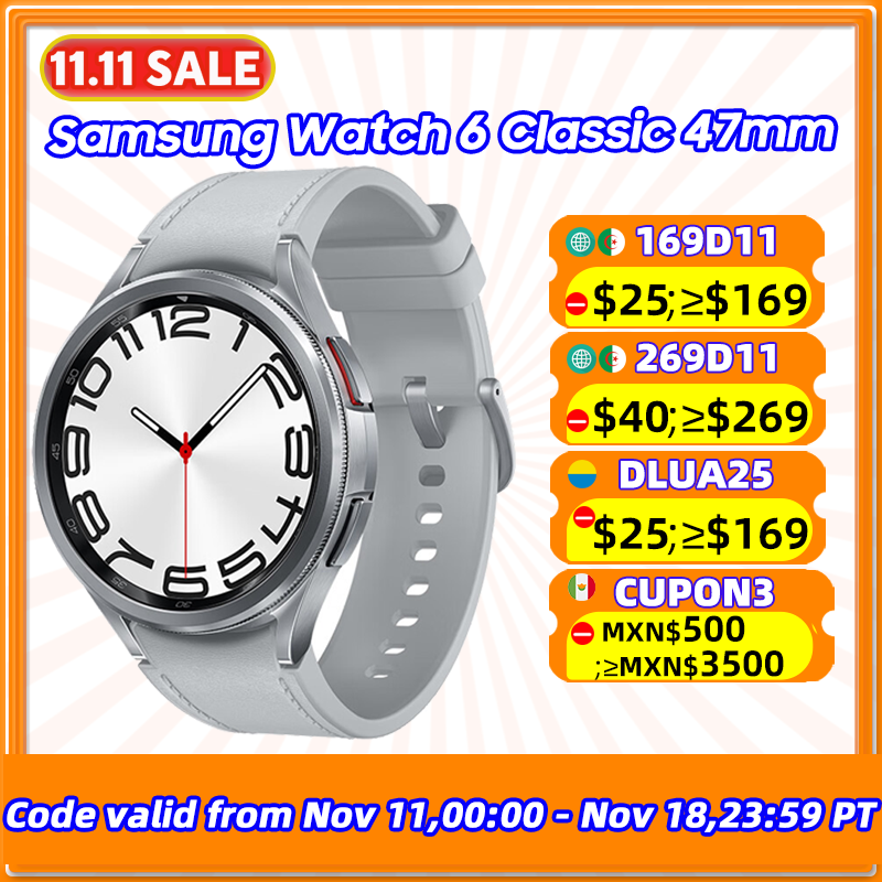 Samsung Galaxy Watch 6 Classic 47mm NFC SmartWatch 1.5'' Super AMOLED Screen WiFi GPS Watch Bluetooth 5.3 For Galaxy S24 Plus