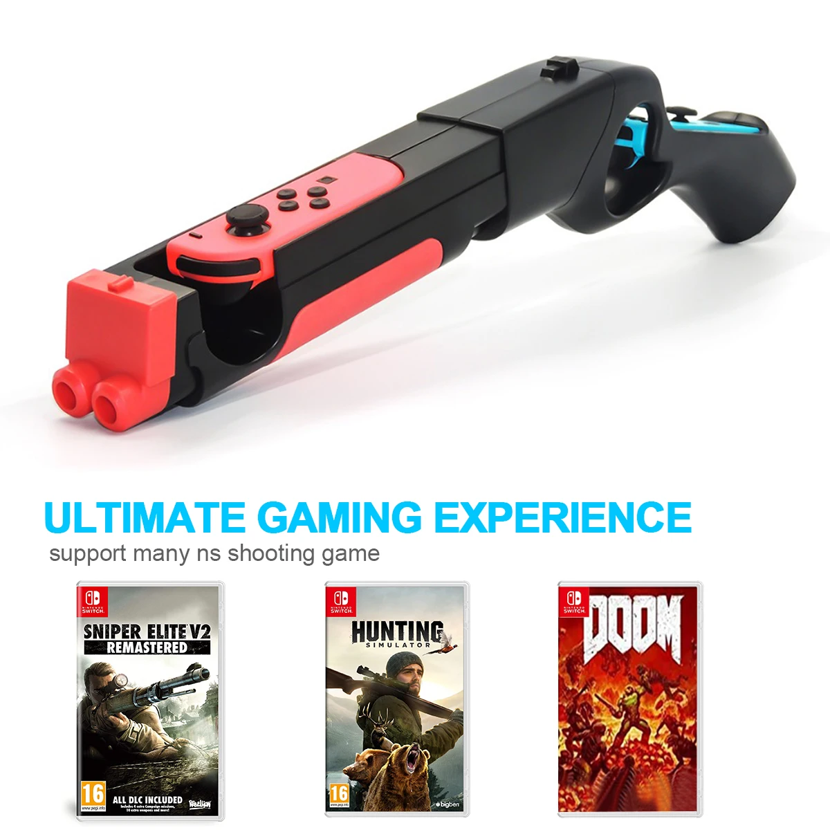 Game Gun Controller Handle Grips Compatible For Nintendo Switch