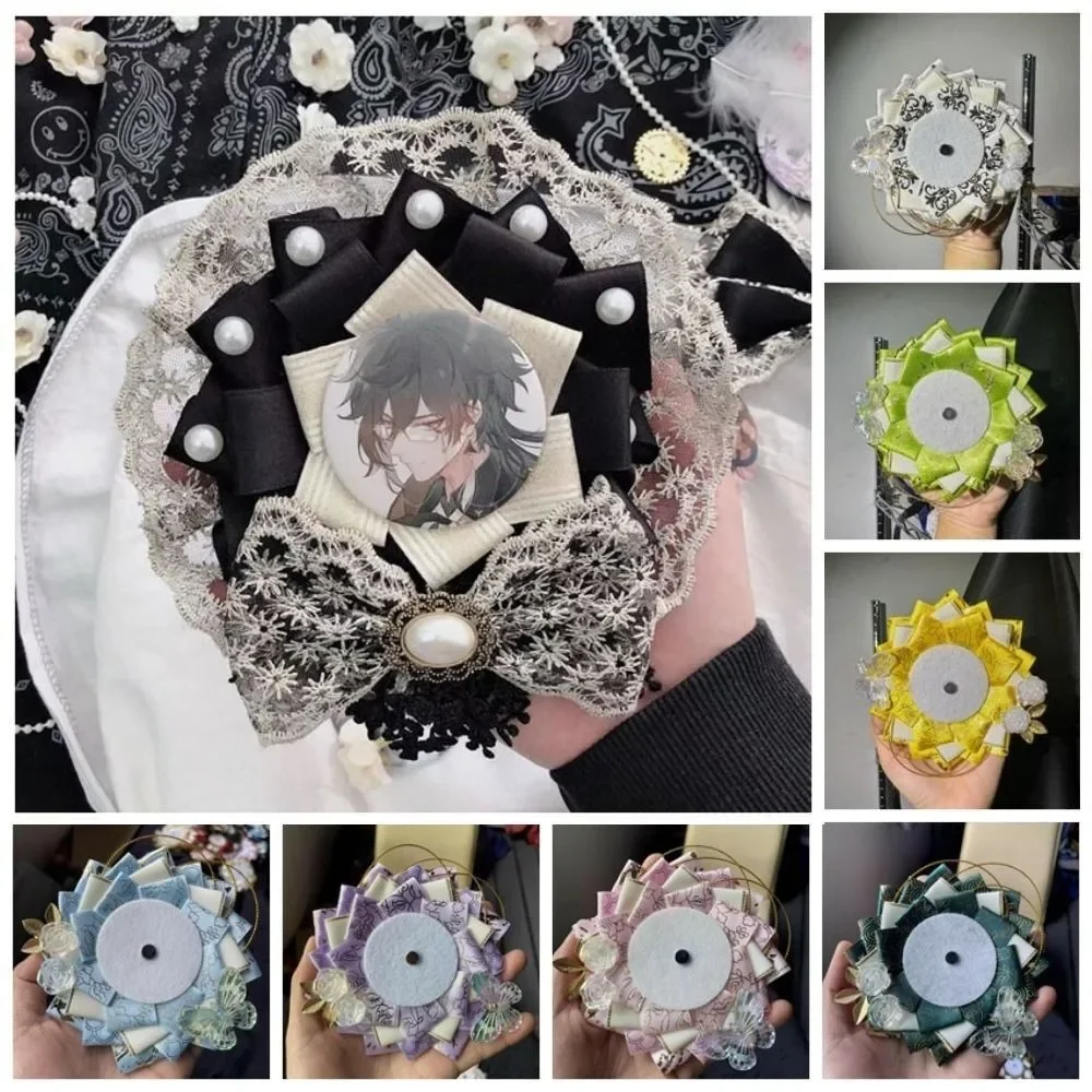 Kawaii Badge Holder Cute Creative Lacework Badge Decoration Girls Plush Tray