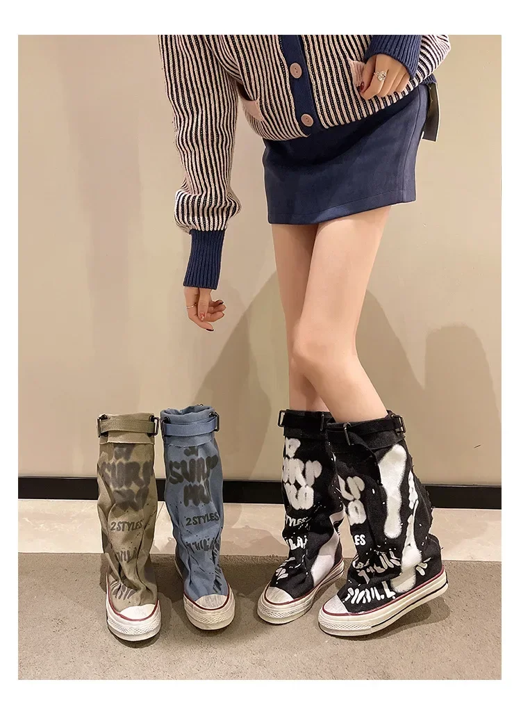 Graffiti Mid Calf Canvas Shoes 12