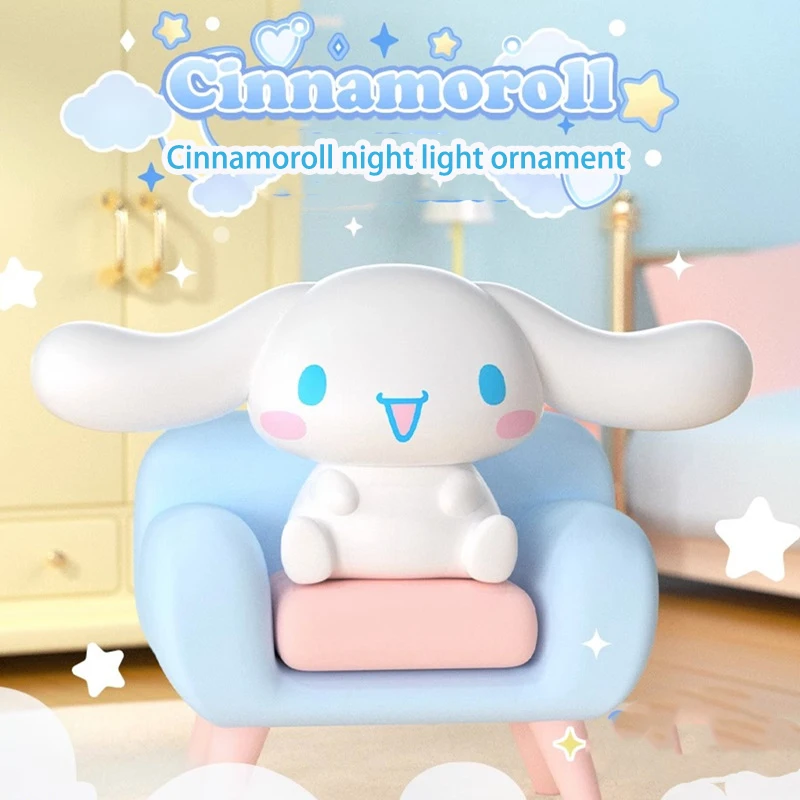 

Creativity Sanrioed Cinnamoroll Silica Gel Pat Night Light Warm Light Bedside Lamp Desktop Ornaments Kawaii Girl Festival Gift