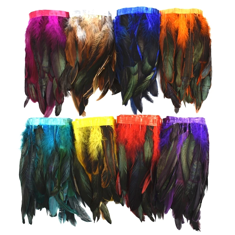 1Meters Rooster Feathers Fringe Trim on Tape Chicken Cock Pheasant