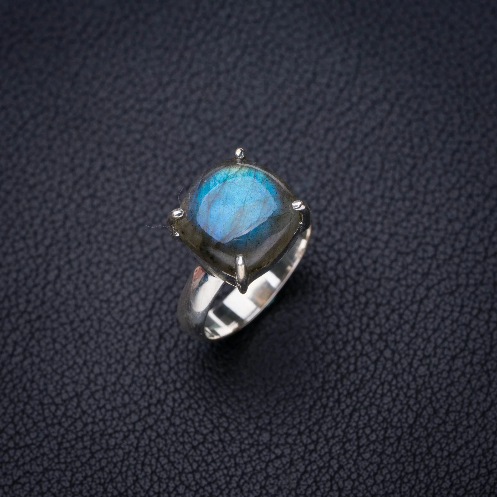 BLUE FIRE LABRADORITE Gemstone Ring Size 8 925 Sterling Silver HANDMADE Jewelry 
