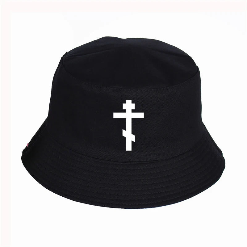

Funny Fisherman Cap Russian Orthodox Cross Print Bucket Hat Summer Men women Outdoor Panama Fishing Caps