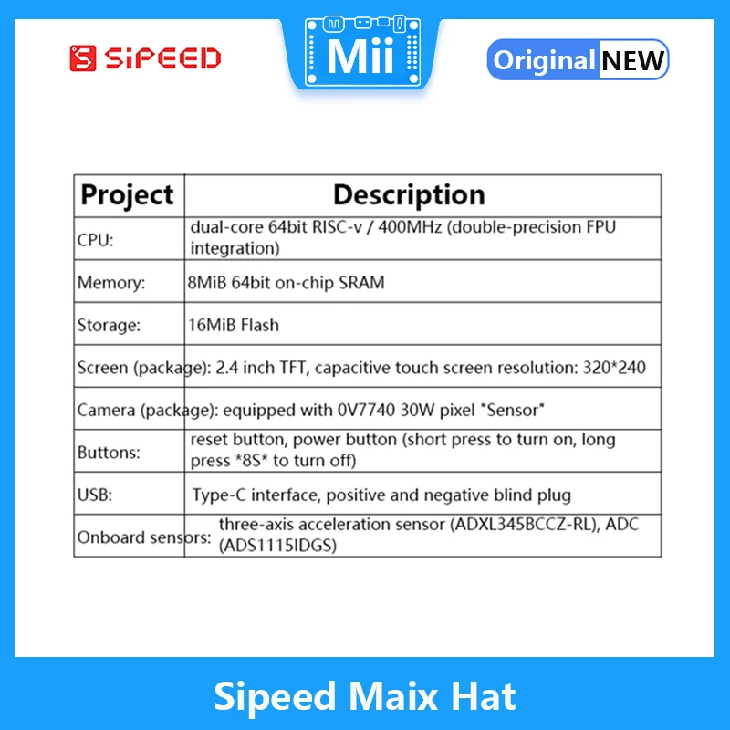 Sipeed Maix Hat AIOT   ,  ǻ   ׼, ũ ī޶ ŰƮ 