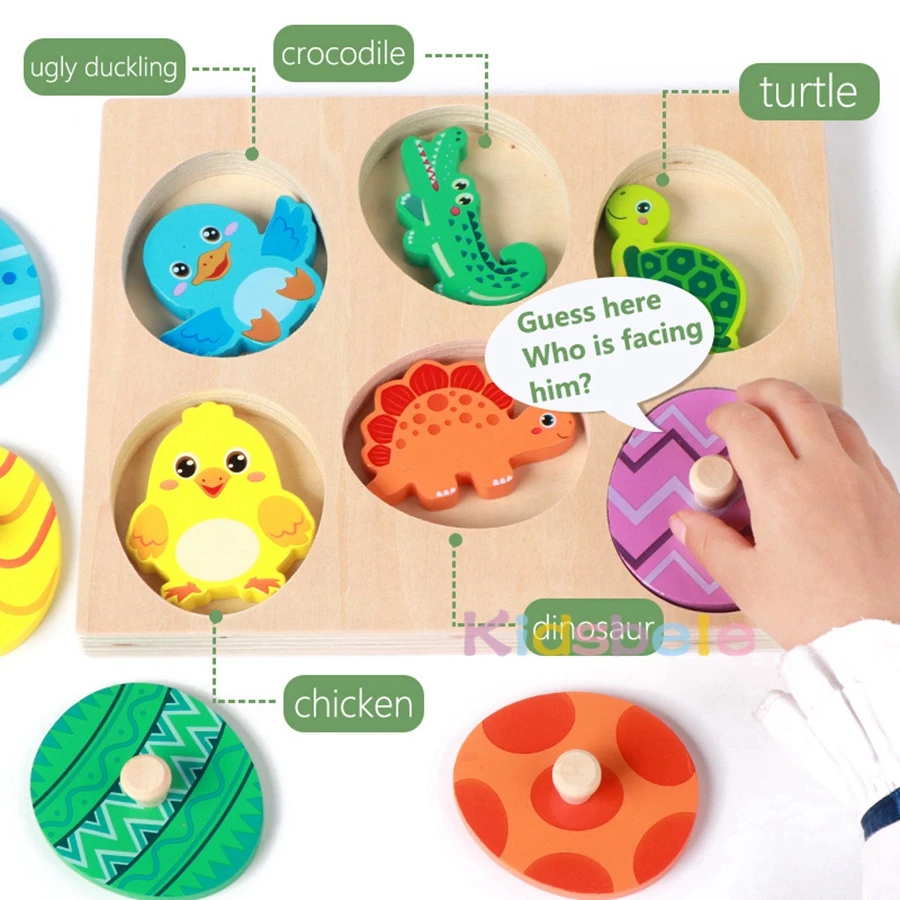 Animals Matching EggsLayer Wooden Peg Puzzles Sorting Matching Montessori Early Educational Learning Shape Toys Toddlers