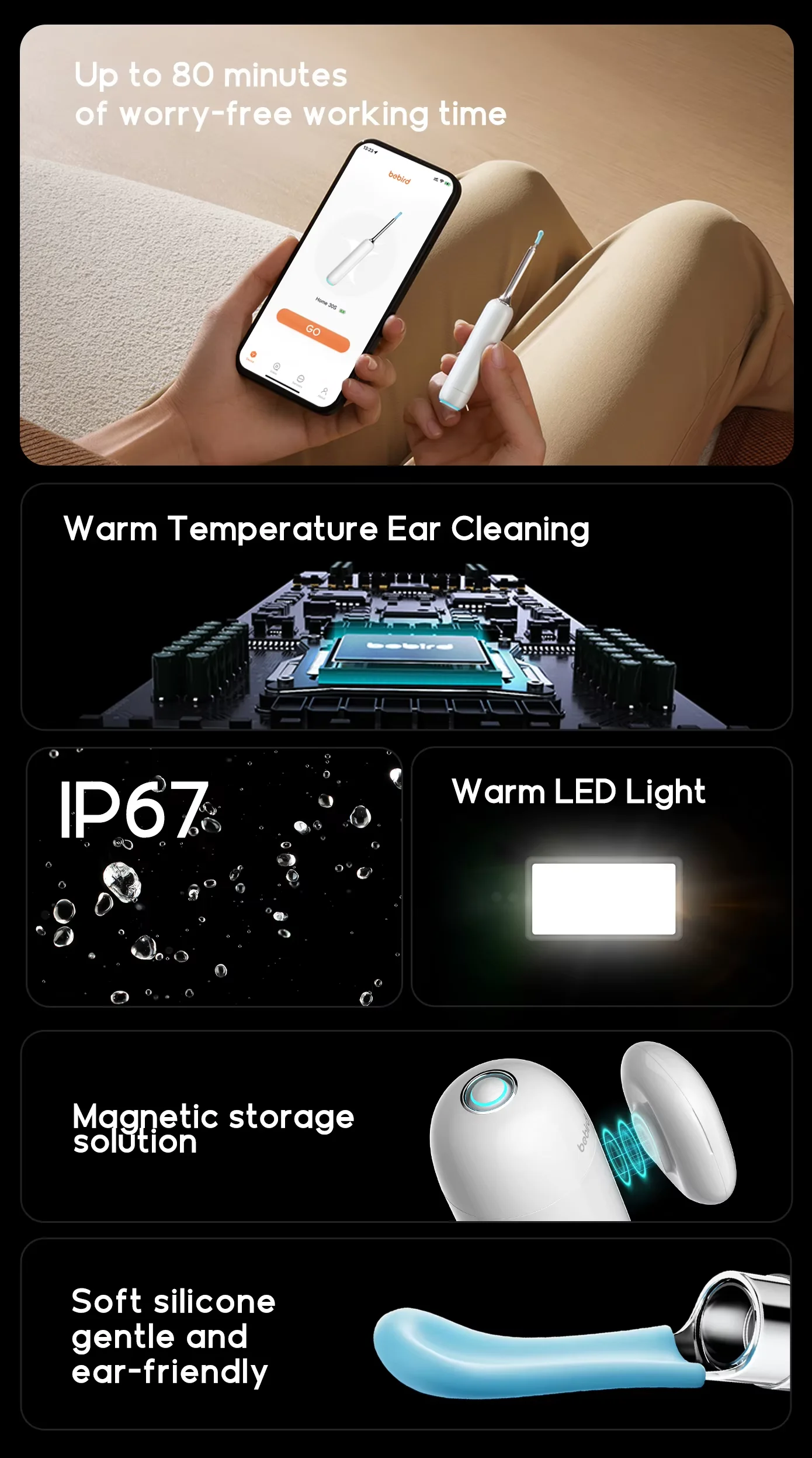 BEBIRD 2024 New Model Home 30S Visual Earwax Removal For Family Set Parent-Child Outfit Ear Otoscope AI Ear Care Assistant Kit 3
