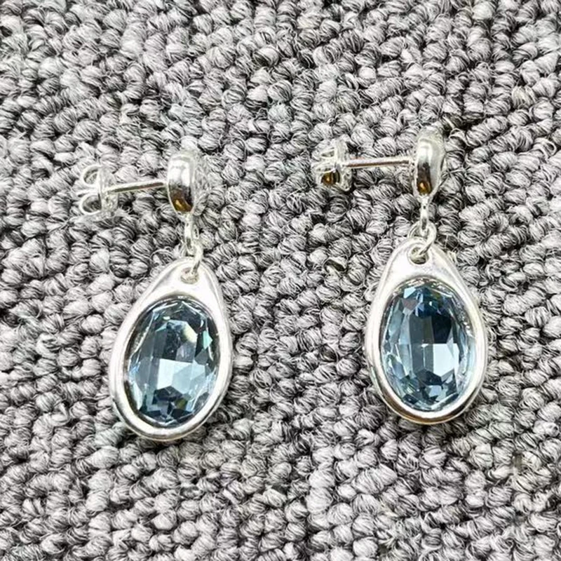 

High quality Spanish original fashion electroplating 925 silver nail oval crystal earrings festival jewelry gifts