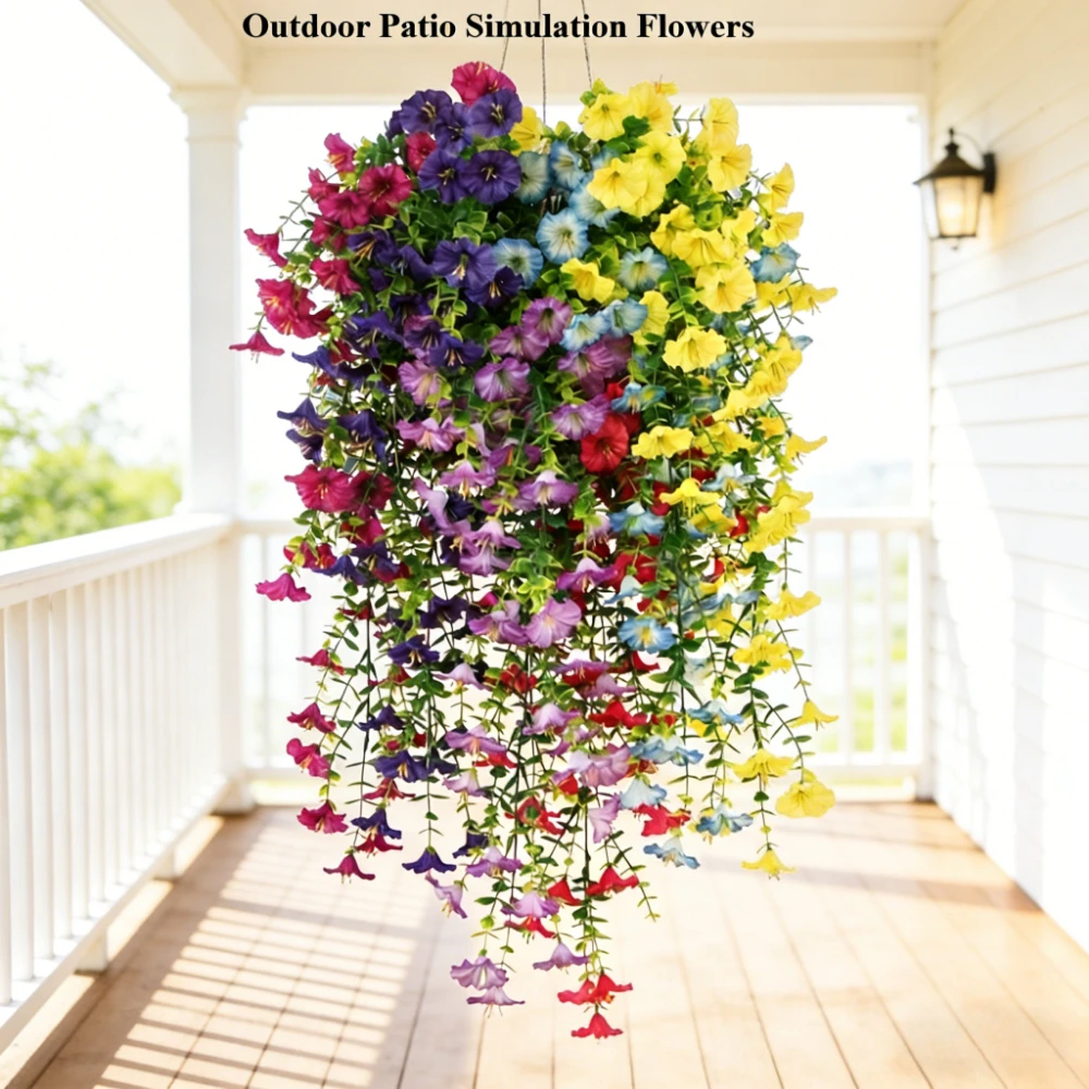 2 Stück Künstliche Hängeblumen, UV-beständige Seidenblumen, lange Rankengirlande für Balkon, Garten, Hochzeit, Party-Dekoration im Freien