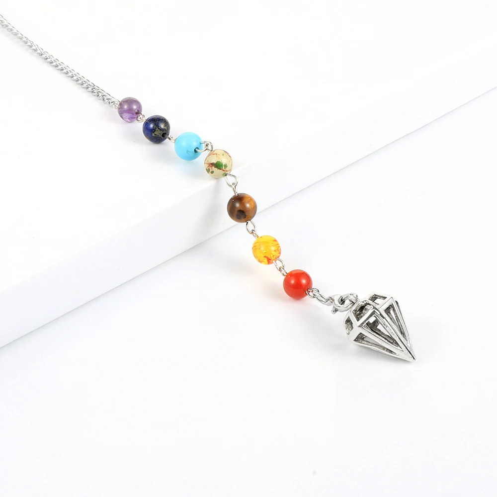 7 Chakra Healing Crystals Pendulum Pendant For Necklace Natural Stone Energy Generator Meditation Pendan For Women Reiki Jewelry