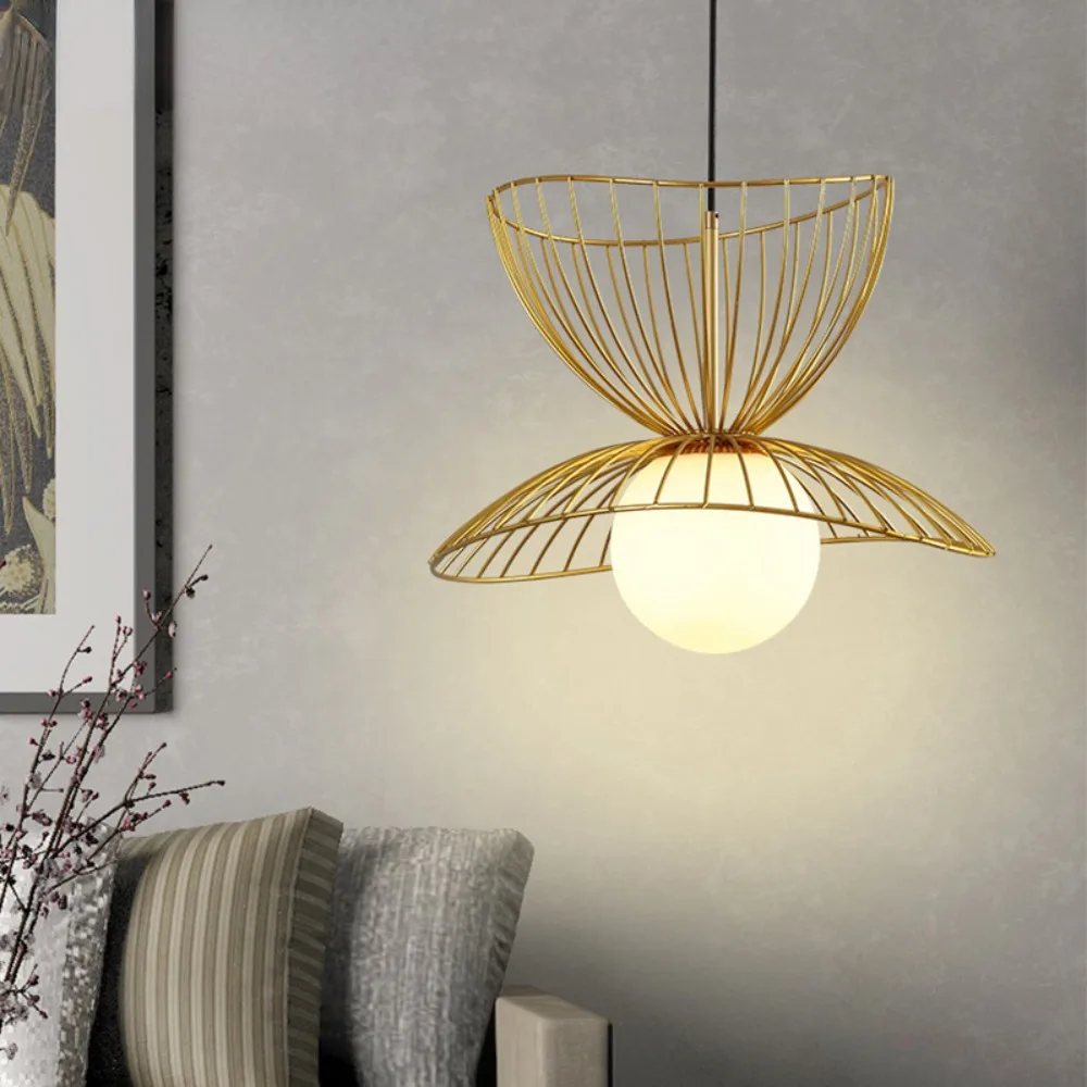 

Nordic Chandelier Minimalism for Restaurant Bar Straw Hat Chandelier Light Luxury Balcony Bedroom Internet Celebrity Lighting