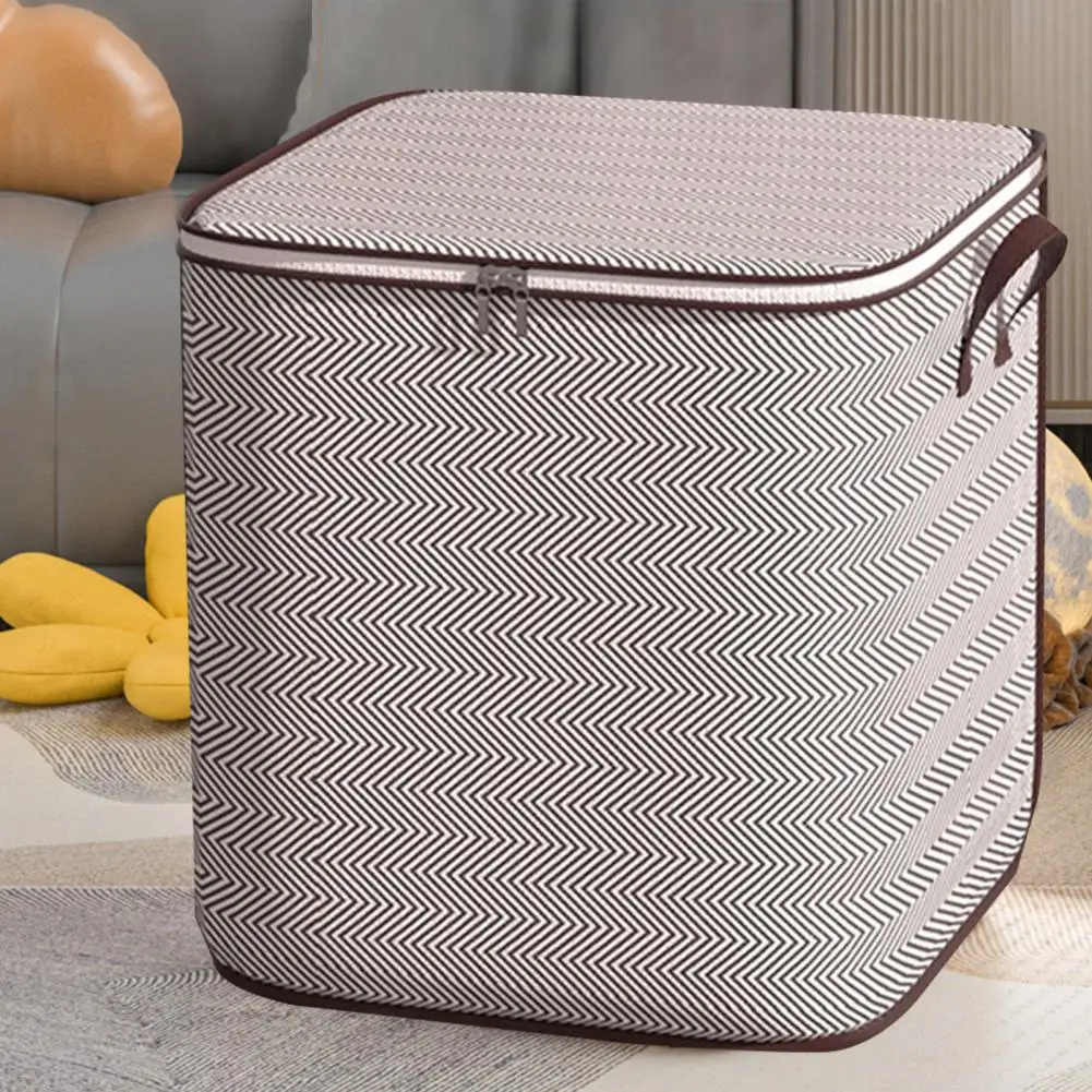 

Two-way Zipper Storage Bag Wardrobe Storage Basket with Zipper Closure Handle for Clothes Bedding Organization Closet Organizer