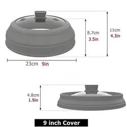 Foldable Silicone Microwave Splatter Guard and Food Cover (10.5 - inch) (9in Grey Lid)