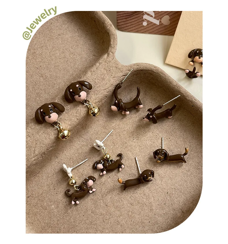 Cute Dachshund puppy earrings for women