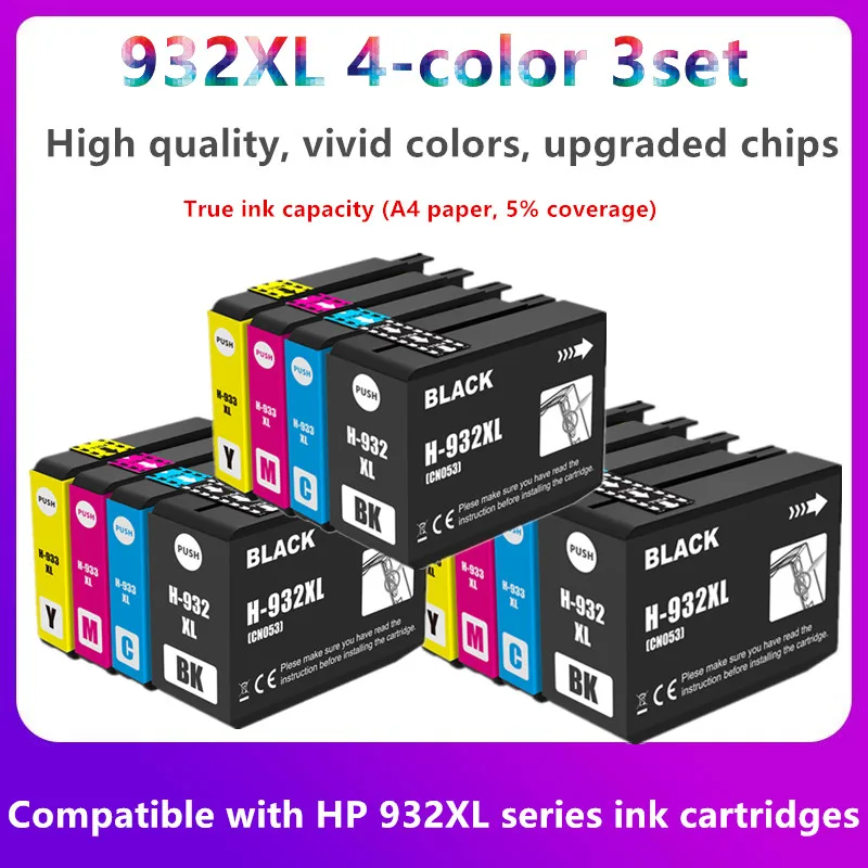 HP Genuine 932XL Black & 933XL Color Ink 4-Pack - Open Box For OfficeJet 7610