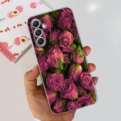 Cute Cat & Flower Design Soft TPU Silicone Clear Phone Case - Luxury Bumper Cover - Samsung A35 5G (232)