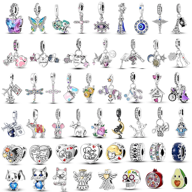 Breloques Argent Sterling 925 Femme - Symboles Soleil Lune Étoiles - Compatible Pandora