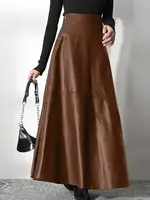 ZANZEA Women's PU Leather Maxi Skirt 2025 Autumn Elegant OL Long Saias Fashion Solid Mujer Faldas Casual High Waist Zipper Jupe