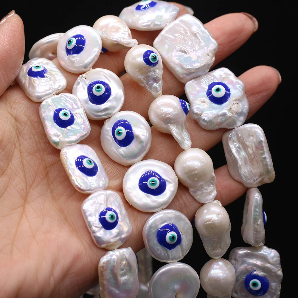 Natural Pearl Beaded Baroque Square Rectangular Single-sided Eye-shaped Beads for DIY Jewelry Making Necklace Bracelet 36cm