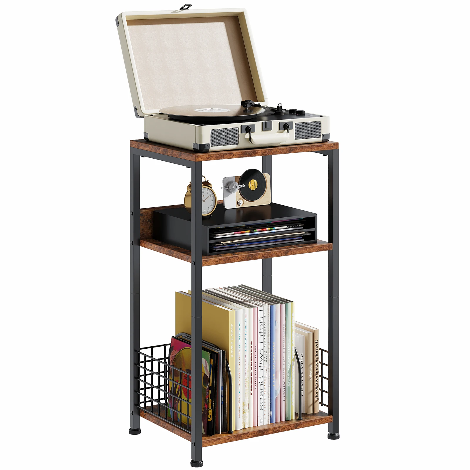 assembled record player stand