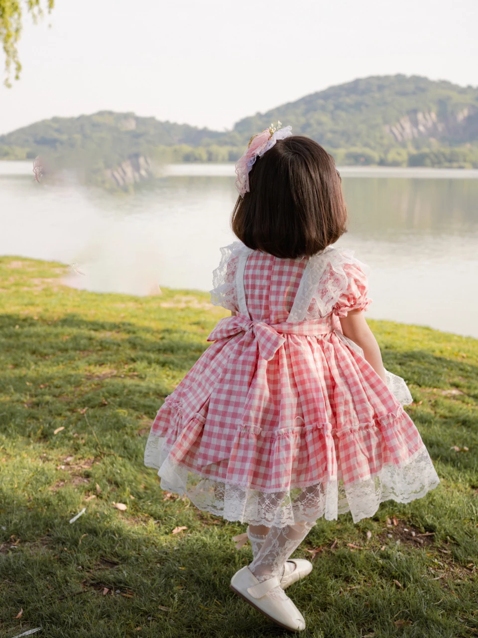 Exclusive creation Baby Summer Spanish Lolita Princess Ball Gown Pink checked lace Design Birthday PartyEvening dress